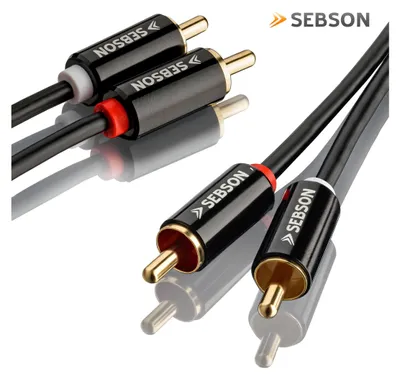 Produktbild von Cinch Kabel 1m für HiFi & Heimkino Anlagen, AUX Audio Kabel RCA Stecker SEBSON