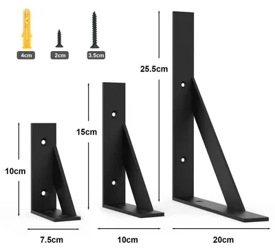 Produktbild von Regalhalterung Schwarz Metall 75 x 100 mm 4 Stück