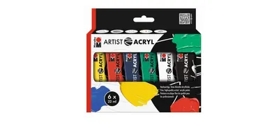 Immagine prodotto di Set di colori acrilici Marabu "Artist Acryl", 6 x 22 ml