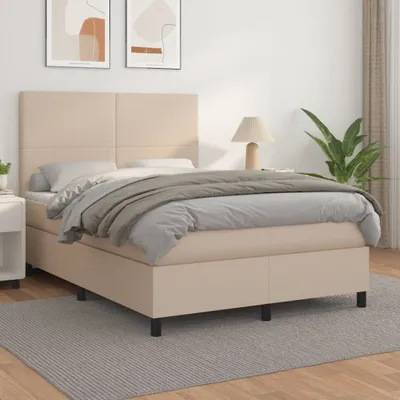 Produktbild von The Living Store Boxspringbett Matratze Cappuccino-Braun 140x200cm Kunstleder