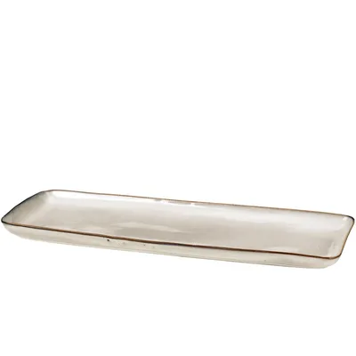Produktbild von Broste Copenhagen Servierplatte rechteckig Nordic Sand 12,5 x 35 cm Steingut sand