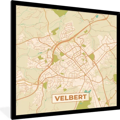 Produktbild von MuchoWow® Gerahmtes Poster Karte - Velbert - Jahrgang - Karte 40x40 cm - Poster mit Schwarzem Bilderrahmen Wandposter Rahmen Foto Bilder - Mit Rahmen - Wanddekoration Schlafzimmer