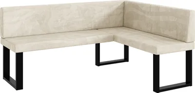 Produktbild von MEBLINI Eckbank für Esszimmer - Küchenbank - Essecke - Sitzecke Küche - TONI - U-Beine 128x168x87cm Rechts - Creme Samt