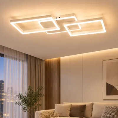 Produktbild von ZMH Deckenlampe LED Deckenleuchte Schlafzimmer - Dimmbar Wohnzimmerlampe 48W mit Fernbedienung Modern Quadratisch Design aus Metall Schlafzimmerlampe, KI-generiertes Bild
