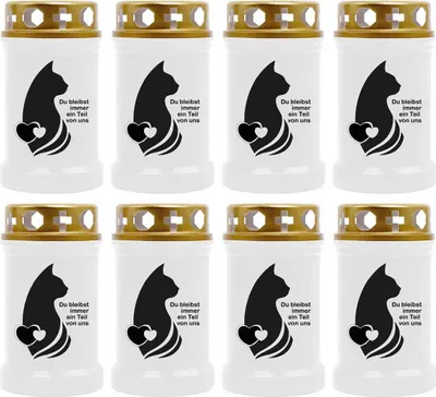 Produktbild von Grabkerze Weiß 8er Pack, Brenndauer: 40 Stunden ( je Kerze ), Motiv: Portrait