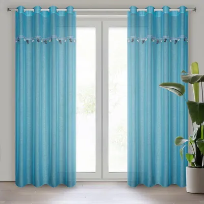 Produktbild von Eurofirany 418369, Durchscheinend, Blau, Einfarbig, Polyester, Ring, 50 g/m²