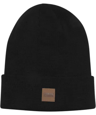 Productafbeelding van Urban Classics leren patch beanie muts, oldschool retro stijl, kleur: zwart