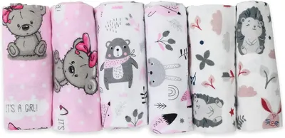 Obrázek produktu pro Ubrousky z moltonu, 80x80 cm, 6 kusů, 100% bavlna, motiv medvídka, pleny pro miminka
