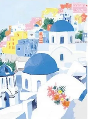 Imagen del producto de MOSAICO DE DIAMANTES, GRECIA, CASAS BLANCAS, 30x40. Diseño creativo