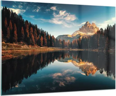 Produktbild von Bilder auf glas - Einteilig - Spiegelung See Landschaft - 100x70cm - Glasbilder - Wandbilder - Bilder - Wanddekoration aus Glas - Glas Bilder - Wandbild auf Glas - GAA100x70-4589