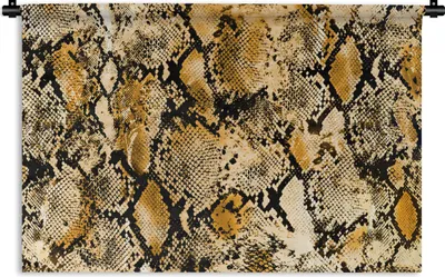 Produktbild von MuchoWow® Wandteppich Wandbehang Tiermuster - Gold - Schlange - Schuppen 150x100 cm Tapisserie Dekoration Wandtuch - Waschbar - Tapisserien - Wand-Decke