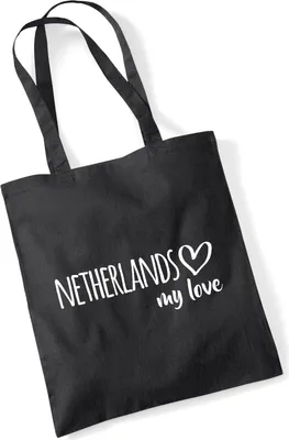 Produktbild von Huuraa Jutebeutel Netherlands my love 10 Liter Black Baumwolle Tasche Geschenkidee