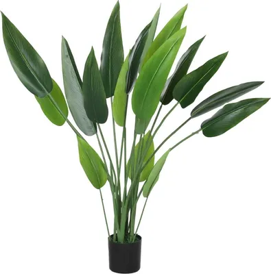 Produktbild von Künstliche Paradiesvogel groß 110 cm Kunstpflanze, Plastik Künstliche Pflanzen Paradiesvogel wie echt, Kunstmoos für Wohnzimmer,