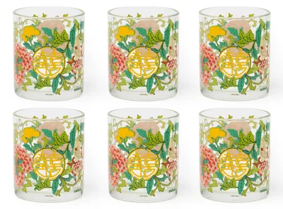 6 Gläser aus Glas, 250 ml, transparent, Seidenstraßen-Design