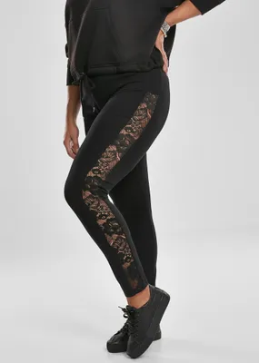 Produktbild von Urban Classics Leggings Damen Ladies Lace Striped Leggings schwarz 4XL