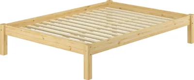 Produktbild von Doppelbett Massivholzbett Kiefer natur 140x200 Futonbett Bettrahmen Zubehör wählbar V-60.35-14Rollrost inkl.