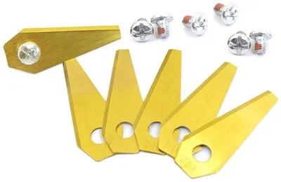 Imagen del producto de Juego de 18 hojas de césped para robots cortacéspedes - Juegos de hojas de césped - Con tornillos - Color dorado (49 x 19 x 1 mm)