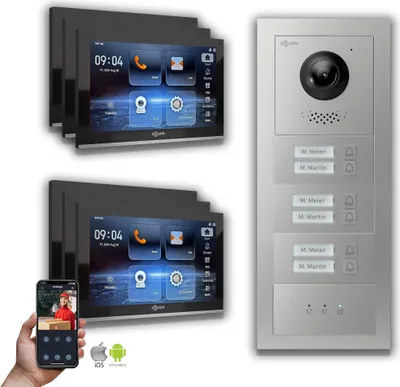Produktbild von Goliath IP Video Türsprechanlage: 10-Zoll 6 Familienhaus, Anzeige, Silber : 10 Zoll Schwarz : Aufputz Dose Monitor Farbe: 10 Zoll Schwarz Montage: Aufputz Dose