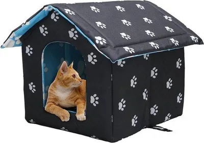 Immagine prodotto di Casetta per gatti da esterno impermeabile e calda, pieghevole, grigia, piccola
