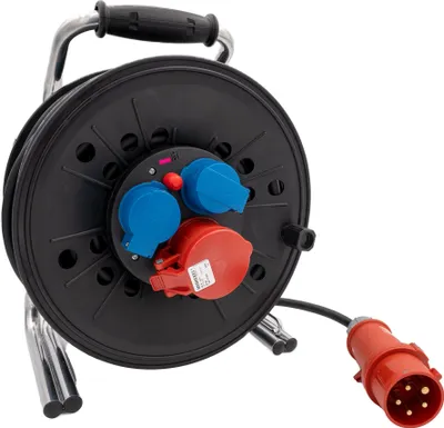 Produktbild von Kabeltrommel 40 m 16A 400V CEE 5-polig IP44 Schuko Starkstrom Verlängerung 40 Meter - 16A - 400V - IP44 - Stromkabel  H07RN-F Verlängerungskabel Schuko 230V CEE Veranstaltungen Baustelle Industrie