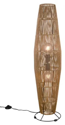Zdjęcie produktu dla Mała skandynawska lampa podłogowa do narożnika salonu, wiklinowa lampa o wyglądzie rattanu