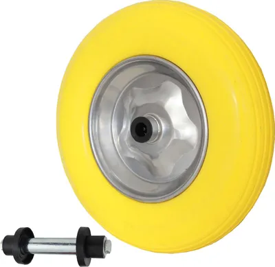 Produktbild von Schubkarrenrad Vollgummi 4.00-8 4.80 mit Achse PolyurethanStahlfelge 200 kg
