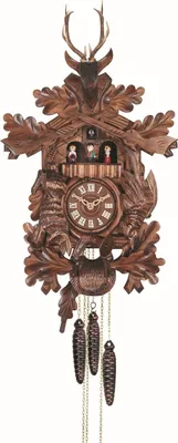 Produktbild von Engstler - 738/8_MT - Kuckucksuhr - 8-Tag-Kettenzugwerk - Nussbaum - mit Musik mit Tanzpaar - 54 cm