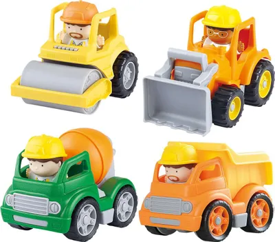 Produktbild von Playgo Mini-Baufahrzeuge mit Figuren-Spielset – 8-teilig.