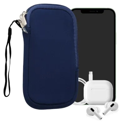 Produktbild von kwmobile Neopren Handytasche für Smartphones L - 6,5" - Handy Tasche mit Reißverschluss - Handyhülle universal Dunkelblau