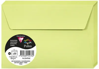 Produktbild von Clairefontaine Umschlag C6 Pollen 120g knospengrün, 20 Stück