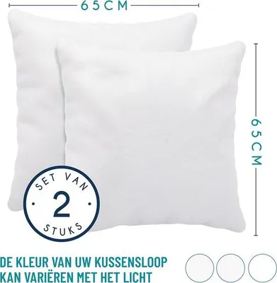 Produktbild von Famanu Kissenbezug Set von 2 – Weiß Baumwolle – Für Kissen 65 x 65 cm – 100% Jersey Baumwolle