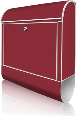 Produktbild von banjado Design Briefkasten Stahl weiß mit Zeitungsfach pulverbeschichtet "Burgund" 38x46x12,5cm & 2 Schlüssel - Postkasten A4 Einwurf inkl. Montagematerial [BKW 0013]