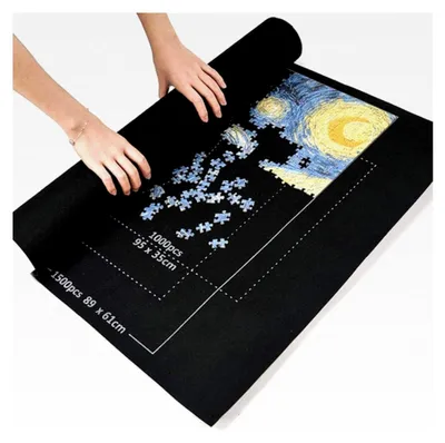 Produktbild von Puzzlematte für bis zu 1500 Teile, praktische Aufbewahrungslösung, 89 x 61 cm (Schwarz)