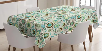 Obrázek produktu pro ABAKUHAUS Retro ubrus, pastelové jarní květiny, retro vzor, 140 x 170 cm, mátově zelená, nebesky modrá