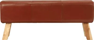 Obrázek produktu pro vidaXL Lavice Turnbock Brown 110 cm Pravá kůže a masivní dřevo Mango