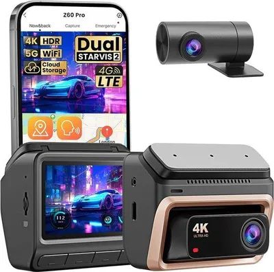 Productafbeelding van Dashcam met nachtzichtfunctie - Dubbele camera - Groothoeklens - Full-HD dashcam - Bewegingssensor - Parkeerstandmodus - Continue opname - Camera met SD-kaartsleuf