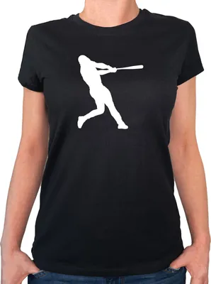 Produktbild von Huuraa Damen T-Shirt Baseball Silhouette S Black Bio Baumwolle Fairtrade Damenshirt Geschenkidee
