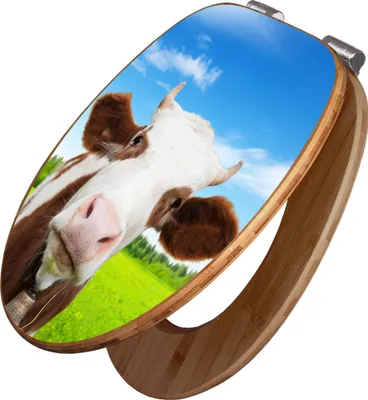Produktbild von banjado Design WC Sitz Bambus Absenkautomatik -Pardon - Toilettendeckel mit Absenkautomatik Holz/hochwertiger Bambus Klodeckel/WC-Sitz für alle gängigen Toiletten [TDB2 12362]