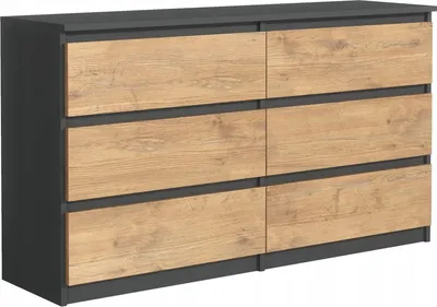 Produktbild von Kommode 6 Schubladen, Anthrazit / Lancelot-Eiche, 120 x 78 x 39 cm