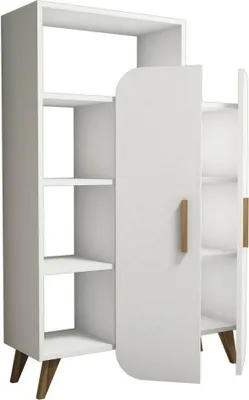 Produktbild von Kommode Dgiavard, Wohnzimmerbuffet, Wohnzimmer-Sideboard, Moderne Küchen-Speisekammer, 90x32h132 cm, Weiß