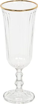 Obrázek produktu pro Sklenice na šampaňské s pruhovaným vzorem a zlatým okrajem, 120 ml