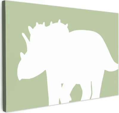 Produktbild von Wanddeko 30x20 cm - Kinder Dino - Triceratops - Grün, Wandbilder, Wanddeko Wohnzimmer, Bild