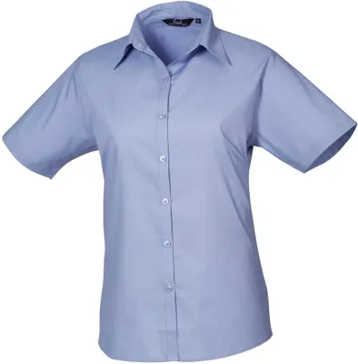 Immagine prodotto di Premier Workwear , Camicetta donna in popeline a maniche corte , Blu medio , 36 (XS/8)