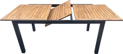 Produktbild von TPFGarden AUSZIEHTISCH Canterbury - Gartentisch Alu dunkelgrau und Akazie - Outdoor Tisch 150/200x90cm