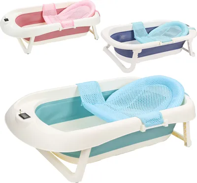 Produktbild von Clanmacy Baby Badewanne Neugeborenen Faltbare Babywanne Kinderbadewanne Temperatur-Sensor,Grün