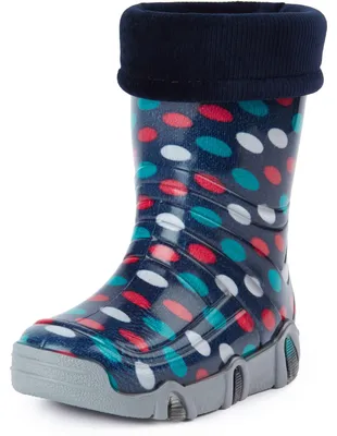 Produktbild von Ladeheid Kinder Mädchen Jungen Gummistiefel gefüttert Swk 24 (Dunkelblau Punkte, 21/22 EU)
