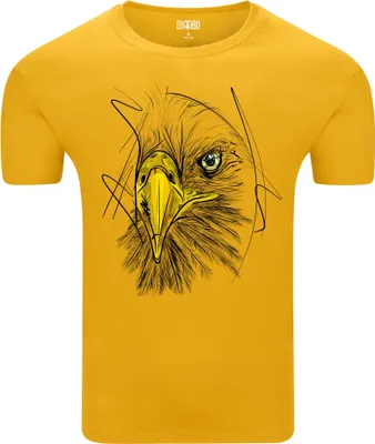 Zdjęcie produktu dla Diarbo koszulka męska z nadrukiem miłośnika zwierząt łysy orzeł szkic żółty rozmiar L