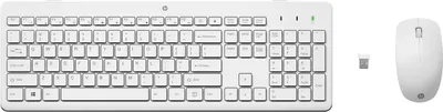 Obrázok produktu pre HP Súprava bezdrôtovej myši a klávesnice 230, Plná veľkosť, Bezdrôtový, RF Wireless, Membránový spínač kláves, Biela, Obsahuje myš