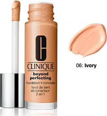 Produktbild von Clinique Beyond Perfecting Foundation & Concealer flüssiges Make-up für einen ebenmäßigen und strahlenden Teint 06 Ivory 30 ml