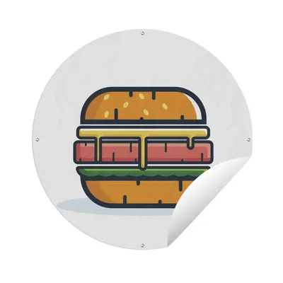 Obrázek produktu pro MuchoWow® Kulatý venkovní plakát - Piktogramové znázornění hamburgeru - Ø 120  - Zahradní dekorace